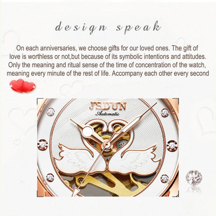 JIN SHI DUN 8831 Women Fashion Diamond Hollowed Waterproof Ceramic Mechanical Watch(White)-garmade.com