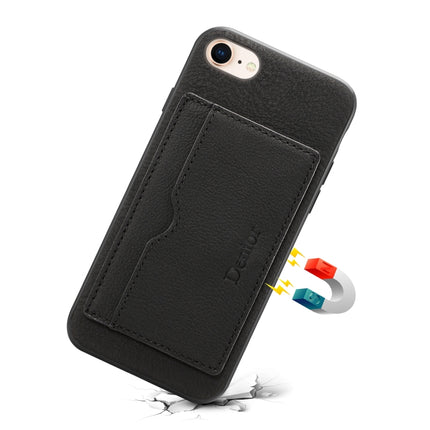 For iPhone 7 / 8 Denior V3 Luxury Car Cowhide Leather Protective Case with Holder & Card Slot(Black)-garmade.com