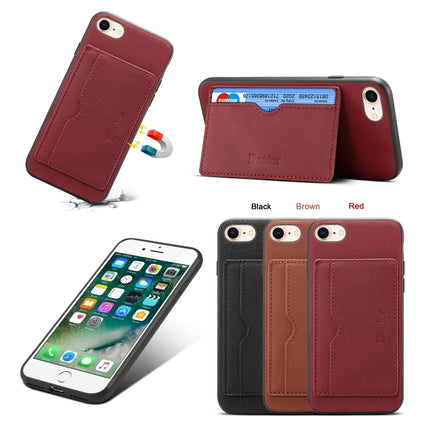 For iPhone 7 / 8 Denior V3 Luxury Car Cowhide Leather Protective Case with Holder & Card Slot(Dark Red)-garmade.com
