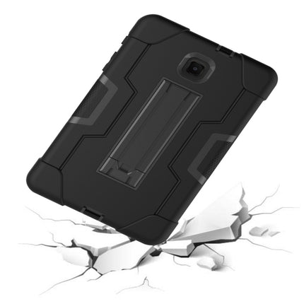 For Galaxy Tab A 8.0 (2018) T387 Contrast Color Silicone + PC Combination Case with Holder(Black)-garmade.com