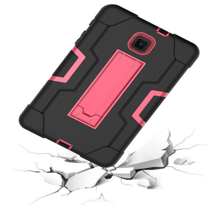 For Galaxy Tab A 8.0 (2018) T387 Contrast Color Silicone + PC Combination Case with Holder(Black + Rose Red)-garmade.com