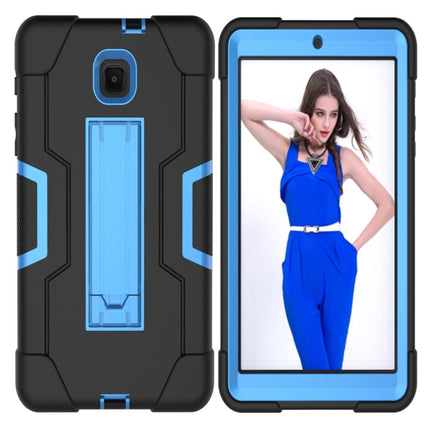 For Galaxy Tab A 8.0 (2018) T387 Contrast Color Silicone + PC Combination Case with Holder(Black + Blue)-garmade.com