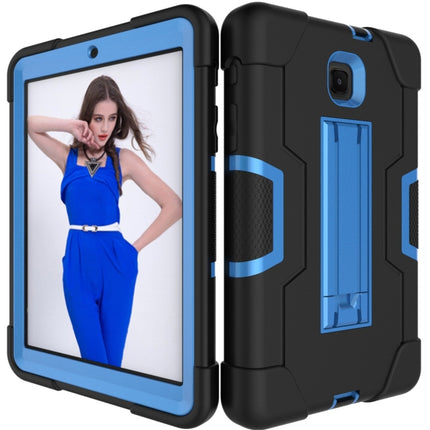 For Galaxy Tab A 8.0 (2018) T387 Contrast Color Silicone + PC Combination Case with Holder(Black + Blue)-garmade.com