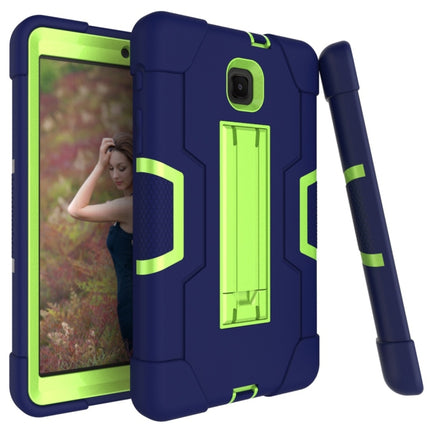 For Galaxy Tab A 8.0 (2018) T387 Contrast Color Silicone + PC Combination Case with Holder(Navy Blue +Olivine)-garmade.com