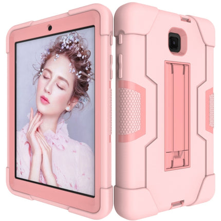 For Galaxy Tab A 8.0 (2018) T387 Contrast Color Silicone + PC Combination Case with Holder(Rose Gold)-garmade.com