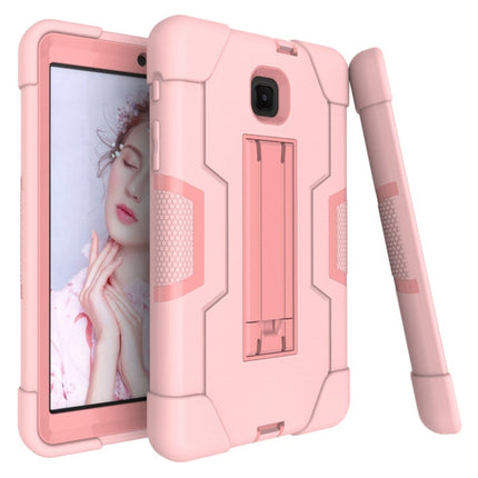 For Galaxy Tab A 8.0 (2018) T387 Contrast Color Silicone + PC Combination Case with Holder(Rose Gold)-garmade.com