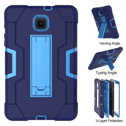 For Galaxy Tab A 8.0 (2018) T387 Contrast Color Silicone + PC Combination Case with Holder(Navy Blue + Blue)-garmade.com