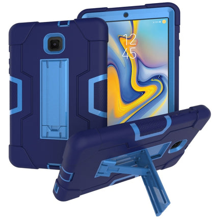 For Galaxy Tab A 8.0 (2018) T387 Contrast Color Silicone + PC Combination Case with Holder(Navy Blue + Blue)-garmade.com
