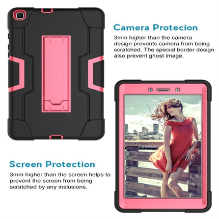 For Galaxy Tab A 8.0 (2019) T290 Contrast Color Silicone + PC Combination Case with Holder(Black + Rose Red)-garmade.com
