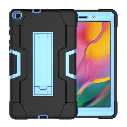 For Galaxy Tab A 8.0 (2019) T290 Contrast Color Silicone + PC Combination Case with Holder(Black + Blue)-garmade.com