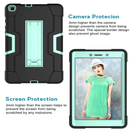 For Galaxy Tab A 8.0 (2019) T290 Contrast Color Silicone + PC Combination Case with Holder(Black + Aqua)-garmade.com
