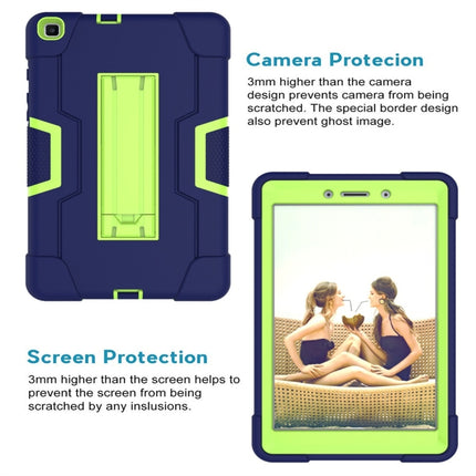 For Galaxy Tab A 8.0 (2019) T290 Contrast Color Silicone + PC Combination Case with Holder(Navy Blue +Olivine)-garmade.com