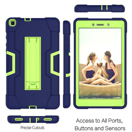For Galaxy Tab A 8.0 (2019) T290 Contrast Color Silicone + PC Combination Case with Holder(Navy Blue +Olivine)-garmade.com
