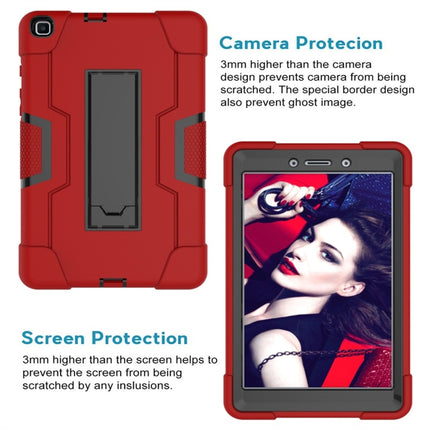 For Galaxy Tab A 8.0 (2019) T290 Contrast Color Silicone + PC Combination Case with Holder(Red + Black)-garmade.com