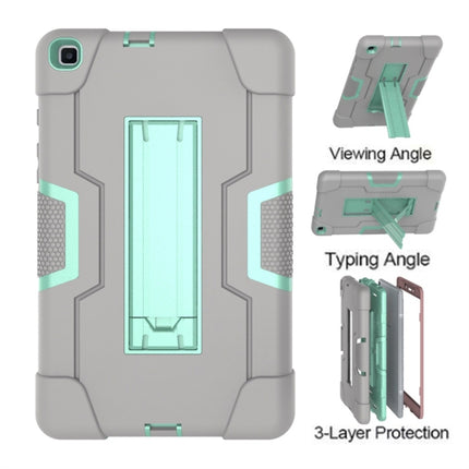 For Galaxy Tab A 8.0 (2019) T290 Contrast Color Silicone + PC Combination Case with Holder(Grey + Aqua)-garmade.com