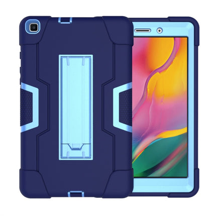 For Galaxy Tab A 8.0 (2019) T290 Contrast Color Silicone + PC Combination Case with Holder(Navy Blue + Blue)-garmade.com