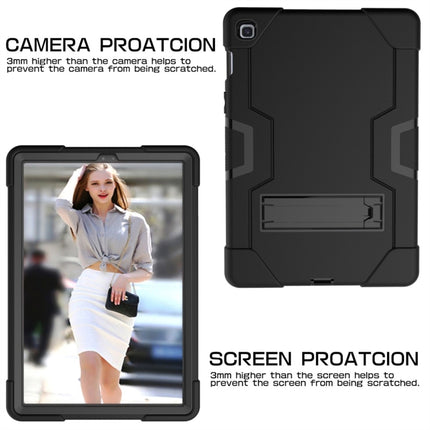 For Galaxy Tab S5e T720 Contrast Color Silicone + PC Combination Case with Holder(Black)-garmade.com