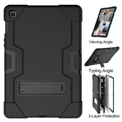 For Galaxy Tab S5e T720 Contrast Color Silicone + PC Combination Case with Holder(Black)-garmade.com