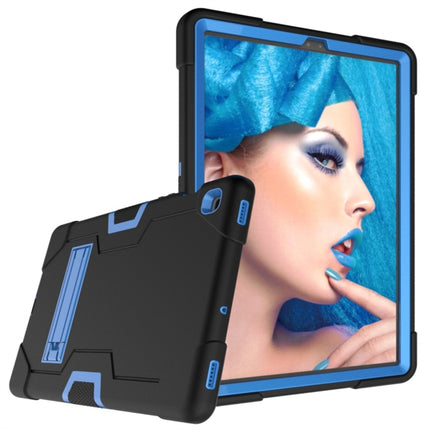 For Galaxy Tab S5e T720 Contrast Color Silicone + PC Combination Case with Holder(Black + Blue)-garmade.com