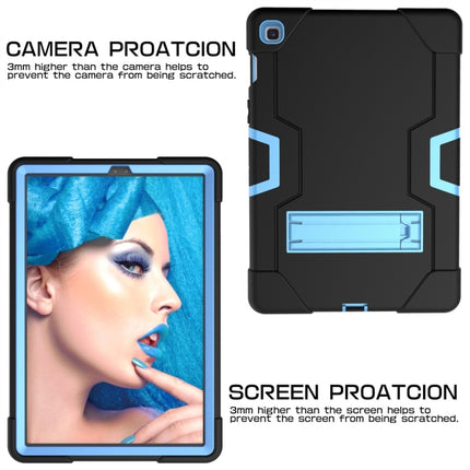 For Galaxy Tab S5e T720 Contrast Color Silicone + PC Combination Case with Holder(Black + Blue)-garmade.com