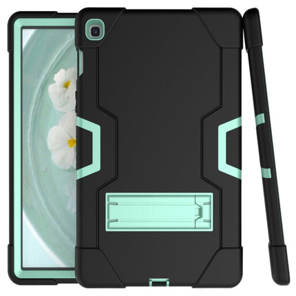 For Galaxy Tab S5e T720 Contrast Color Silicone + PC Combination Case with Holder(Black + Aqua)-garmade.com