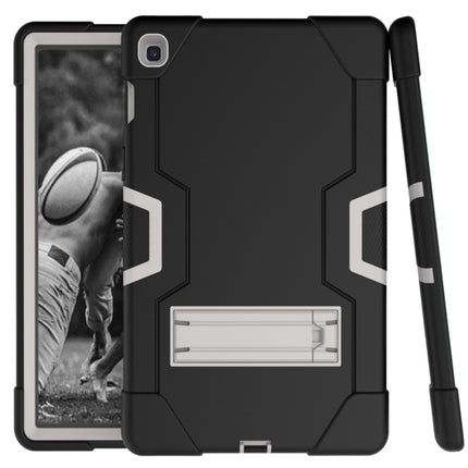 For Galaxy Tab S5e T720 Contrast Color Silicone + PC Combination Case with Holder(Black + Grey)-garmade.com