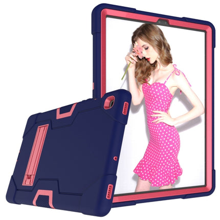 For Galaxy Tab S5e T720 Contrast Color Silicone + PC Combination Case with Holder(Navy Blue + Rose Red)-garmade.com