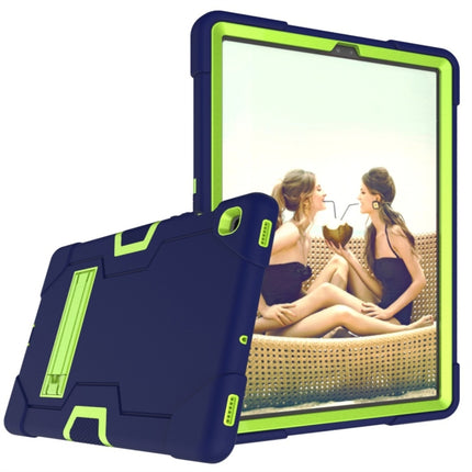 For Galaxy Tab S5e T720 Contrast Color Silicone + PC Combination Case with Holder(Navy Blue +Olivine)-garmade.com