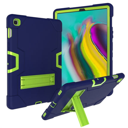 For Galaxy Tab S5e T720 Contrast Color Silicone + PC Combination Case with Holder(Navy Blue +Olivine)-garmade.com