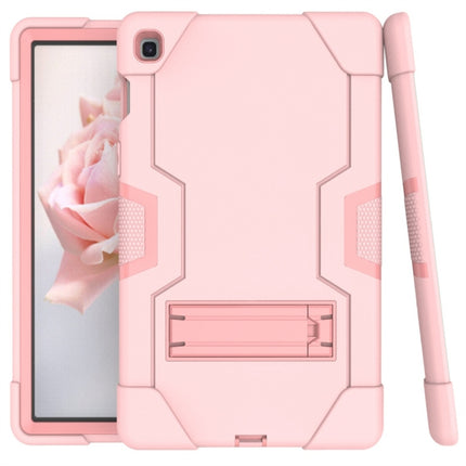 For Galaxy Tab S5e T720 Contrast Color Silicone + PC Combination Case with Holder(Rose Gold)-garmade.com