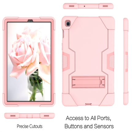 For Galaxy Tab S5e T720 Contrast Color Silicone + PC Combination Case with Holder(Rose Gold)-garmade.com
