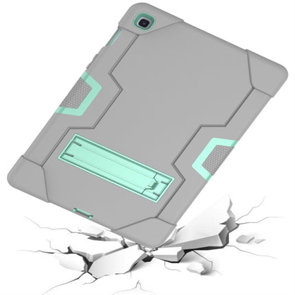 For Galaxy Tab S5e T720 Contrast Color Silicone + PC Combination Case with Holder(Grey + Aqua)-garmade.com