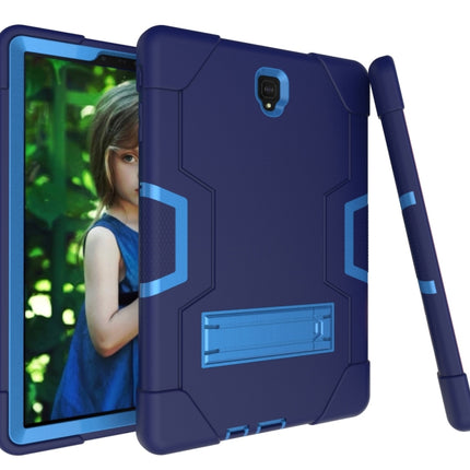 For Galaxy Tab S5e T720 Contrast Color Silicone + PC Combination Case with Holder(Navy Blue + Blue)-garmade.com