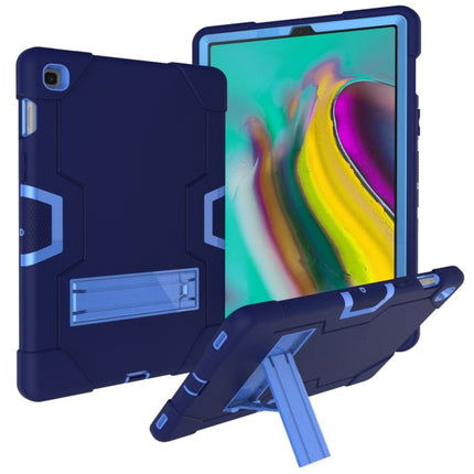 For Galaxy Tab S5e T720 Contrast Color Silicone + PC Combination Case with Holder(Navy Blue + Blue)-garmade.com