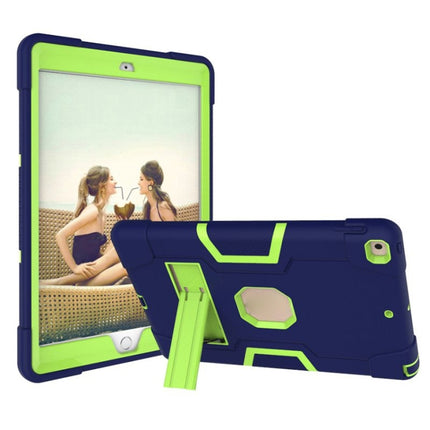 For iPad 10.2 Contrast Color Silicone + PC Combination Case with Holder(Navy Blue +Olivine)-garmade.com