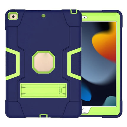 For iPad 10.2 Contrast Color Silicone + PC Combination Case with Holder(Navy Blue +Olivine)-garmade.com