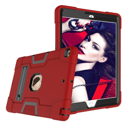 For iPad 10.2 Contrast Color Silicone + PC Combination Case with Holder(Red + Black)-garmade.com
