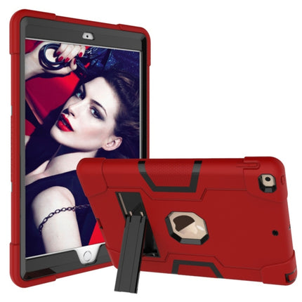 For iPad 10.2 Contrast Color Silicone + PC Combination Case with Holder(Red + Black)-garmade.com