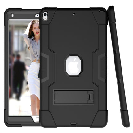 For iPad 10.5 Contrast Color Silicone + PC Combination Case with Holder(Black)-garmade.com