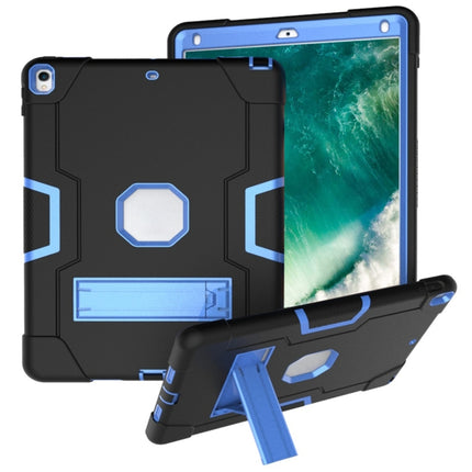 For iPad 10.5 Contrast Color Silicone + PC Combination Case with Holder(Black + Blue)-garmade.com