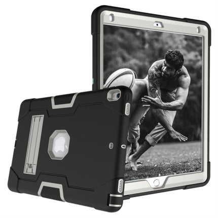 For iPad 10.5 Contrast Color Silicone + PC Combination Case with Holder(Black + Grey)-garmade.com