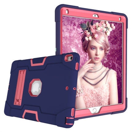 For iPad 10.5 Contrast Color Silicone + PC Combination Case with Holder(Navy Blue + Rose Red)-garmade.com