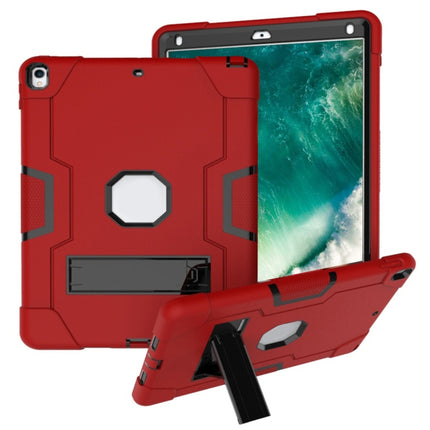 For iPad 10.5 Contrast Color Silicone + PC Combination Case with Holder(Red + Black)-garmade.com