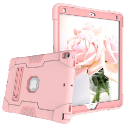 For iPad 10.5 Contrast Color Silicone + PC Combination Case with Holder(Rose Gold)-garmade.com