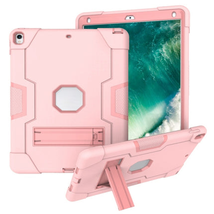 For iPad 10.5 Contrast Color Silicone + PC Combination Case with Holder(Rose Gold)-garmade.com
