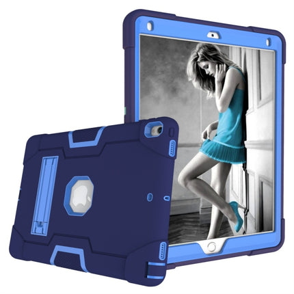 For iPad 10.5 Contrast Color Silicone + PC Combination Case with Holder(Navy Blue + Blue)-garmade.com