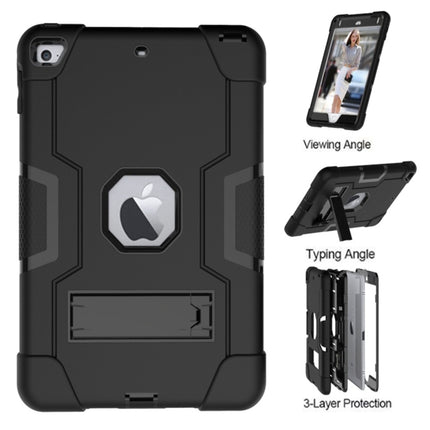 For iPad Mini 5 / 4 Contrast Color Silicone + PC Combination Case with Holder(Black)-garmade.com