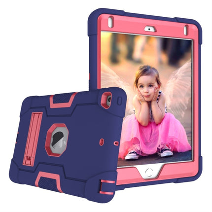 For iPad Mini 5 / 4 Contrast Color Silicone + PC Combination Case with Holder(Navy Blue + Rose Red)-garmade.com