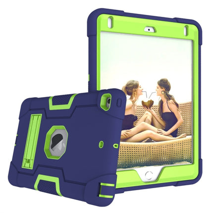 For iPad Mini 5 / 4 Contrast Color Silicone + PC Combination Case with Holder(Navy Blue +Olivine)-garmade.com