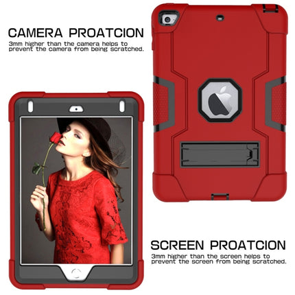 For iPad Mini 5 / 4 Contrast Color Silicone + PC Combination Case with Holder(Red + Black)-garmade.com